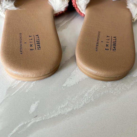 Anthropologie x Emily Isabella Checkered Colorful Sherpa Slippers Womens Medium - Picture 14 of 16